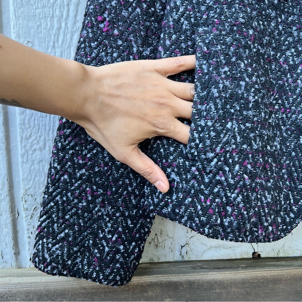 Gap Speckled Zig Zag Herringbone Patterned Button… - image 2